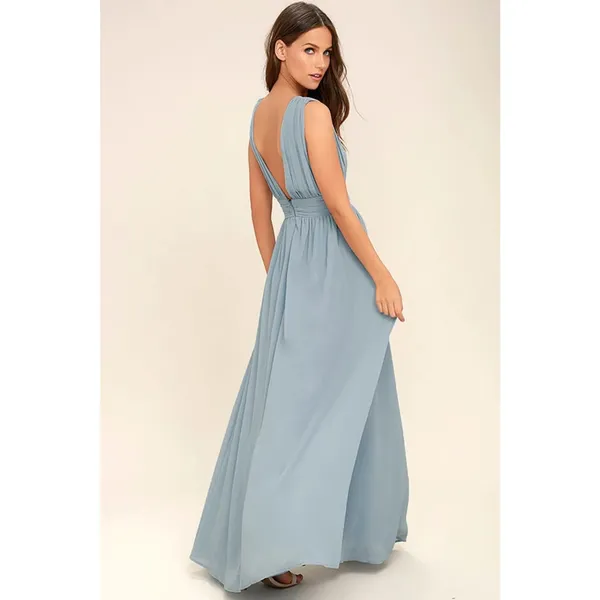 NWT Lulus Heavenly Hues Light Blue Maxi Dress Bridesmaid Wedding Formal Ball L - Image 3