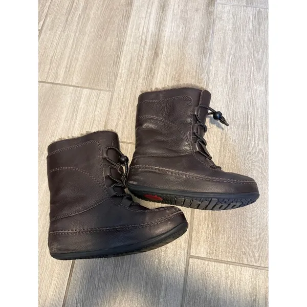 FitFlop Mukluk Leather Shearling Lined Winter Boots Brown Womens‎ 6 - Image 7