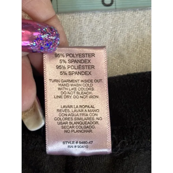 Juicy Couture Y2K Velour Straight Leg Pants Size L Logo Rhinestones Black EUC - Image 6