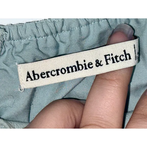 Abercrombie & Fitch Sage Green Babydoll Puff Sleeve Mini Dress Womens Size Large - Image 3