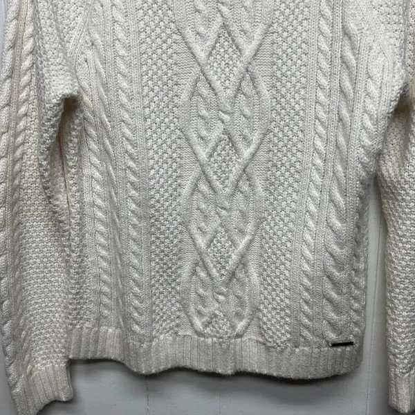 Abercrombie & Fitch Cable Knit Crew Neck Women's Fisherman Sweater Size Small - Image 5