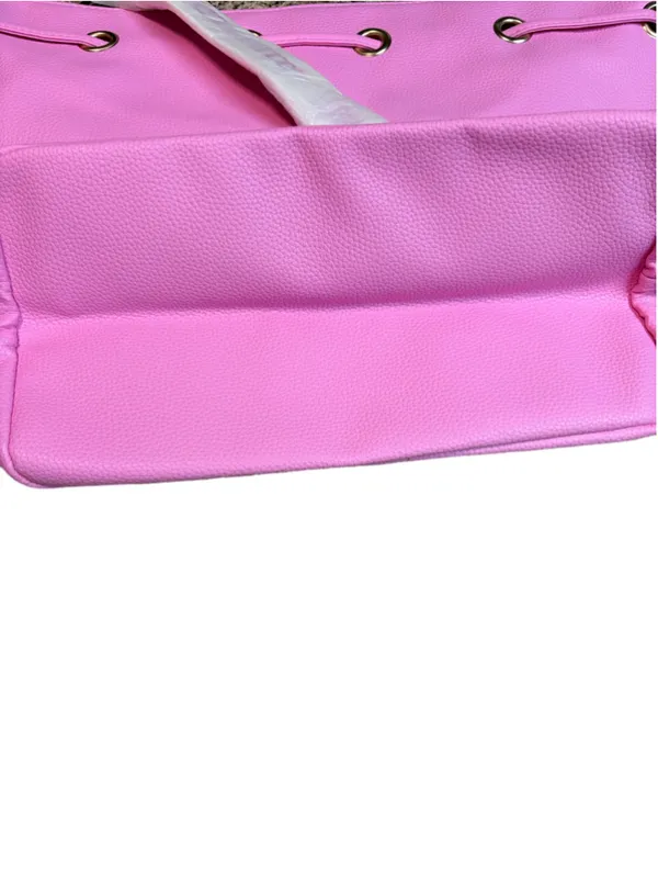 Juicy Viva La Juicy Gold Couture Bucket Bag with Guitar Strap, NWT Pink/White - Image 5