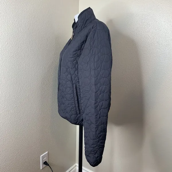 Descente Womens Sz 12 Black Light Puffer Insulated Full Zip Jacket Coat Boxy - Image 5