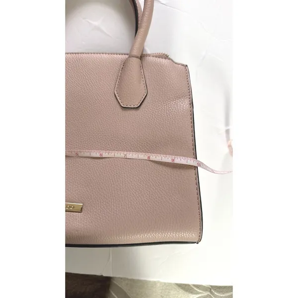 ALDO Womens Taupe Tan Satchel Handbag Structured Tote Shoulder Purse Scarf Charm - Image 10