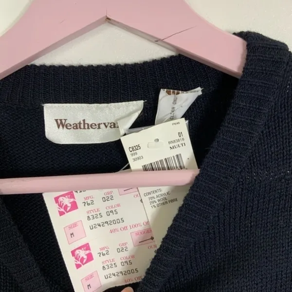 Vintage Weathervane ‎Argyle wool blend crewneck sweater metallic gold accent Med - Image 3