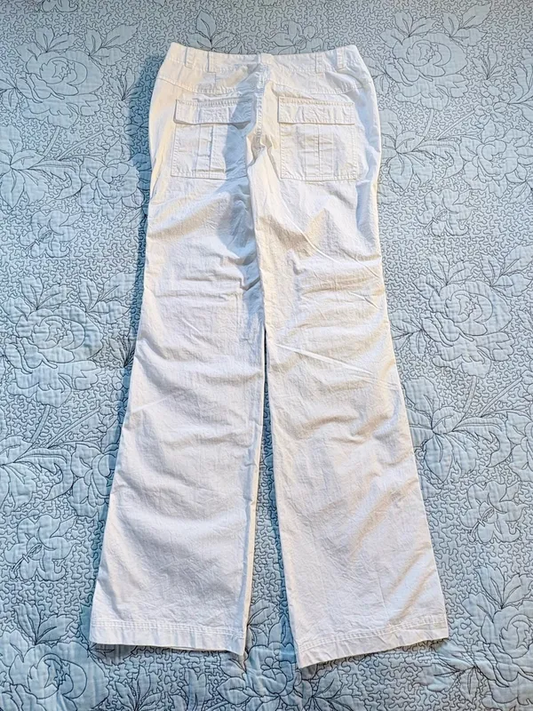 Free People The Thing Is Mid Rise Utility Pants Optic White Cargo Wide Leg~2🧡 - Image 4