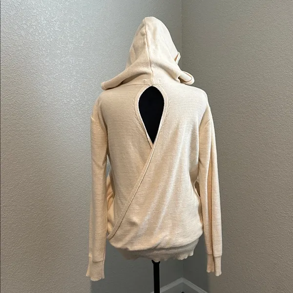 &merci Cream Hooded Sweater opens in back with side pockets - Image 2