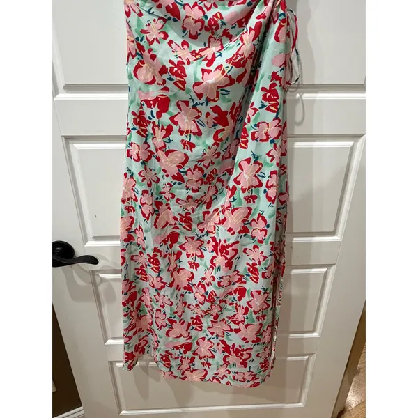 Hello Molly Mint Floral One Shoulder Ruched Cut Out Maxi Dress Size 4 - Image 5