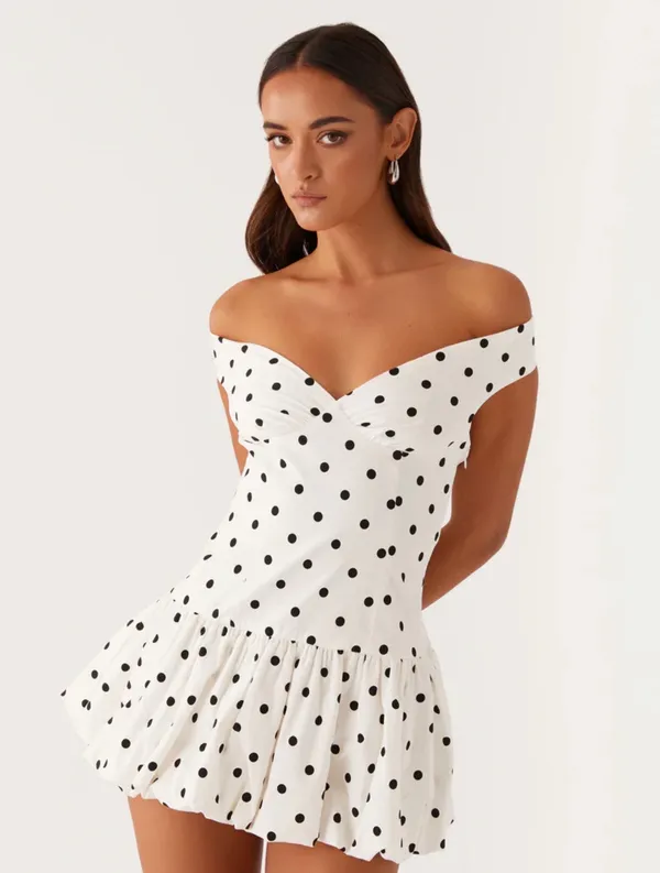 Peppermayo Polka Dot Dress Black White - Image 3