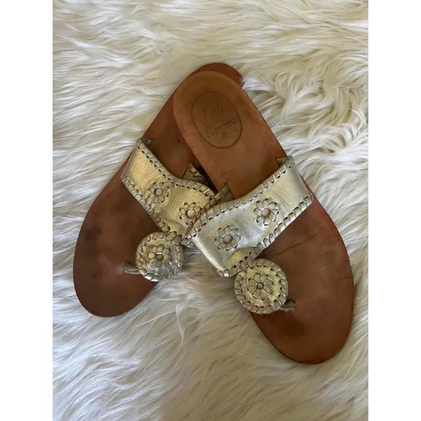 Jack Rogers Metallic Gold Leather Sandals size 7 - Image 7