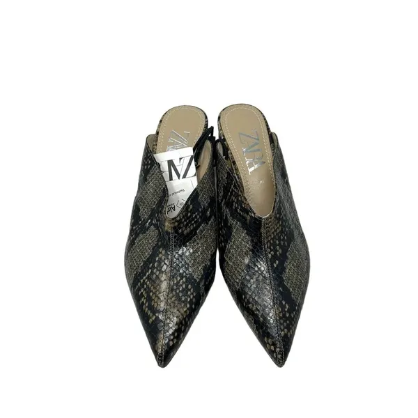 Zara Snakeskin Animal Print‎ High Heeled Mules Size 36 / US 5.5 - Image 2