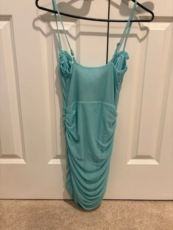 NWT Showpo Riley Ruched Mini Dress in Teal Size S - Image 5