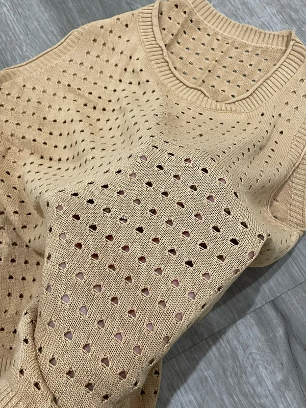 Tan knit Vest Tank Up/Camis - Image 3