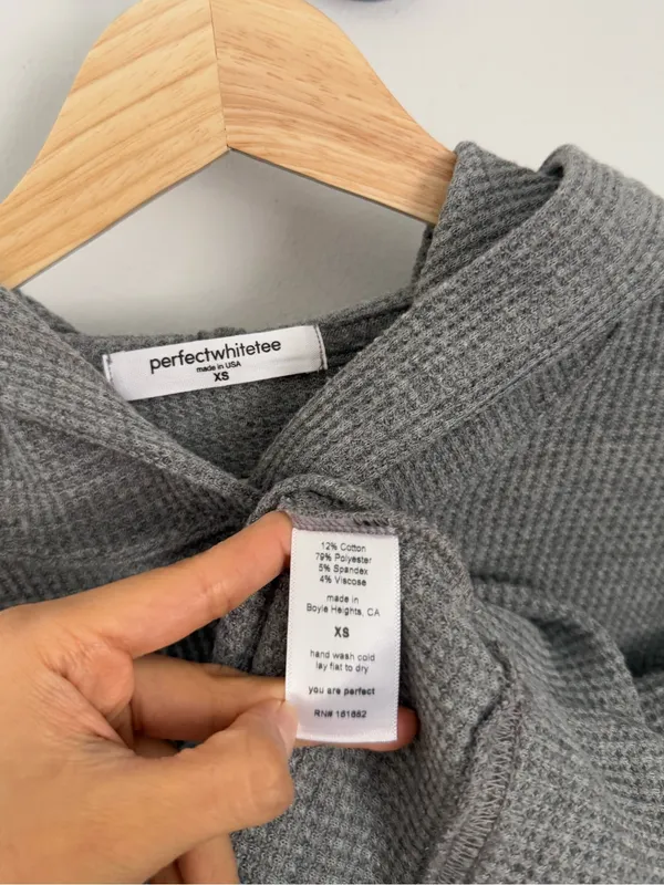 Perfectwhitetee XS Grey Waffle Knit Hoodie Pullover Comfy‎ Lounge - Image 3