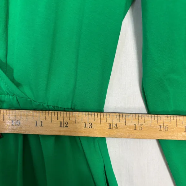 NWT Womens Wrap Dress Green Midi‎ Pockets Minimalist Classic Career Party Sz XL - Image 8