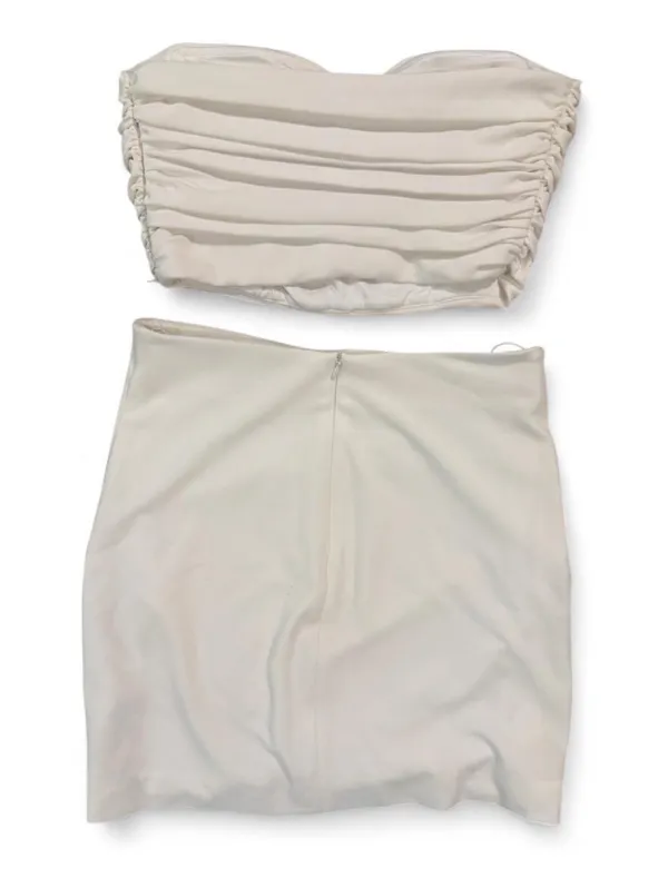 Zara Two Piece White Strapless Set Bottom Large Top Medium - Image 3