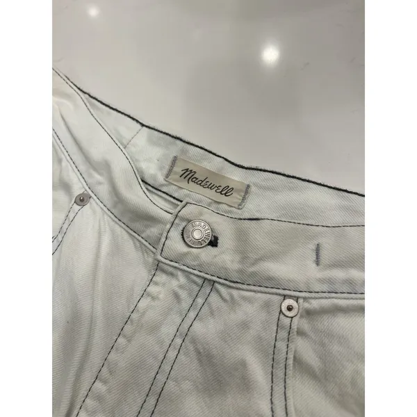 Madewell Women’s Size 26 Tapered Wide Leg Crop Jeans Frayed Hem Acid Wash - Image 5