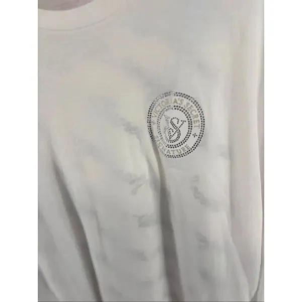 Victoria's Secret Pajama Set Long Sleeve Top Pants Rhinestone Logo Size M - Image 10