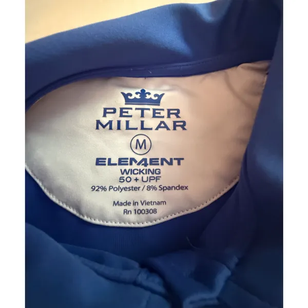 Peter Millar Top Womens Size M Element Wicking Polo Blue SPF 50 Golf Performance - Image 2