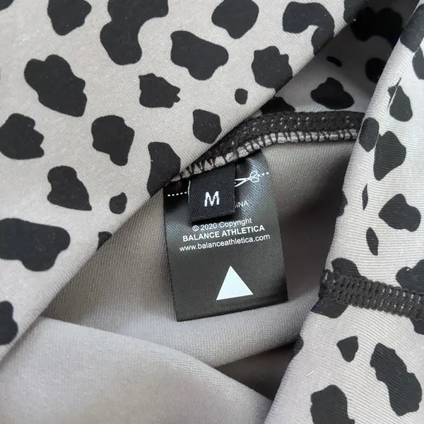 Balance Athletica Cloud Leggings Grey Black Animal Cheetah Print High Waist Med‎ - Image 3