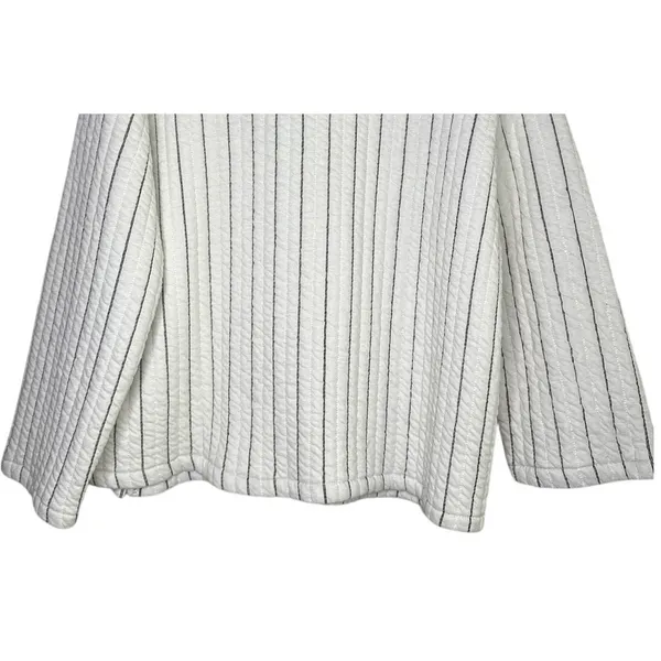 NWT Zara Boxy Oversized Striped Soft Quilted Long Sleeve Sweater M White Black - Image 6