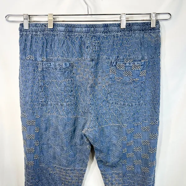 Johnny Was Biya Large Pants Blue Embroidered Chambray Lyocell Jogger Boho 1394 - Image 11