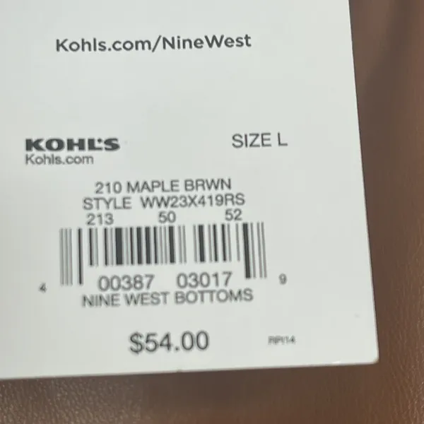 Nine West Brown Faux Leather Pull On Pant Size Large New MSRP $54 - Image 6
