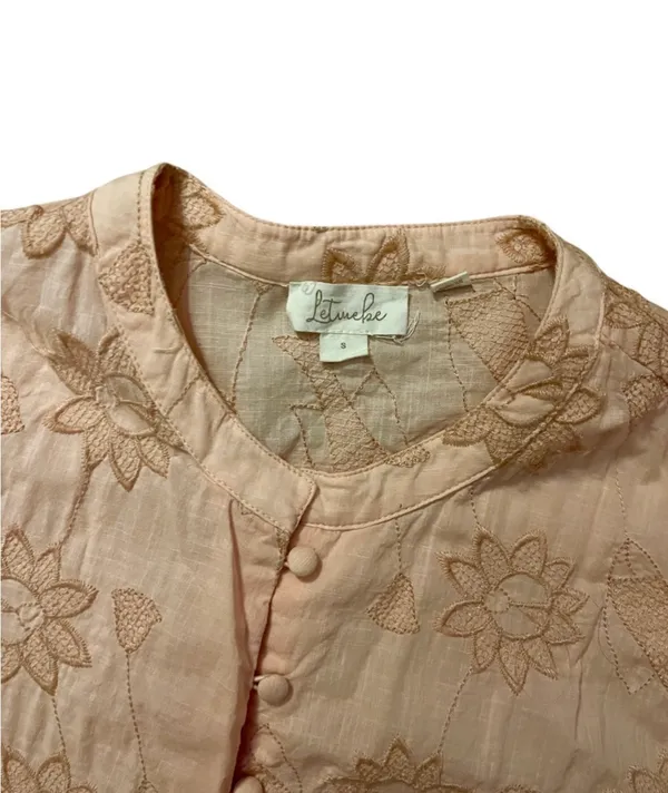 Women’s Let Me Be Pink Lotus Flower & Fish Patterned Button Down Shirt Size S - Image 2