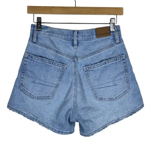 American Eagle 90s Boyfriend Distressed Denim Shorts Light Wash High Rise Size00 - Image 5