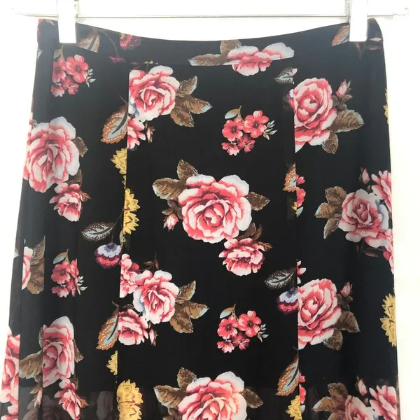 Dark Floral Sheer Maxi Skirt Samll Double Slit Romantic Dark Fairy Whimsigoth - Image 3
