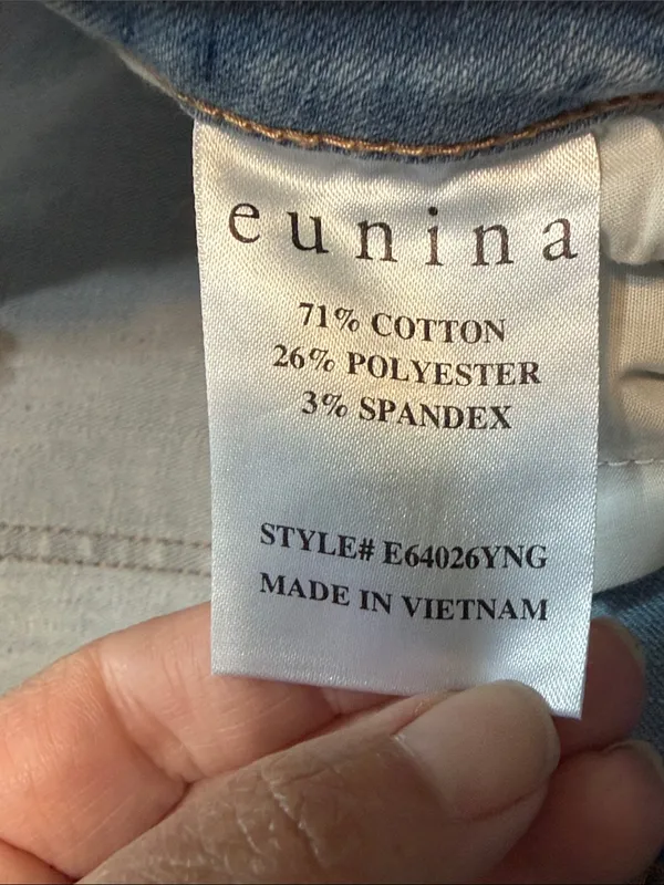 eunina Light Blue Cropped Skinny Jeans with Frayed Split Ankles - Image 7