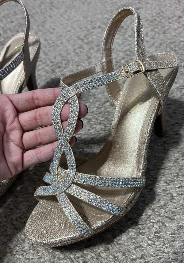 Dream Paris Gold Strappy Heels - Image 4