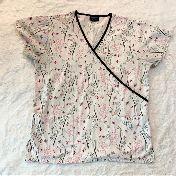 Breast Cancer Awareness Scrub Top Medium - Image 2