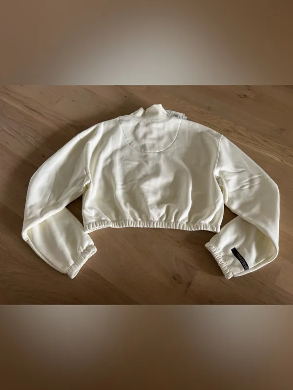 Adidas Cropped Half-Zip Sweatshirt cream size XL NWT - Image 11