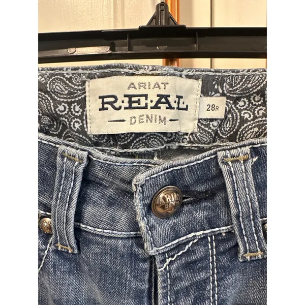 Ariat REAL Denim Women's Jeans Size 28R Bootcut Medium Wash Distressed - Image 4