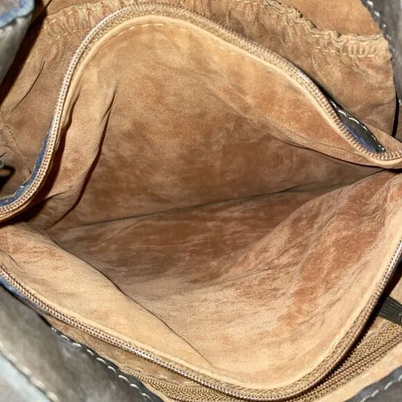 Patricia Nash Bohemian Style Italian Leather Bucket‎ Handbag Brown - Image 4