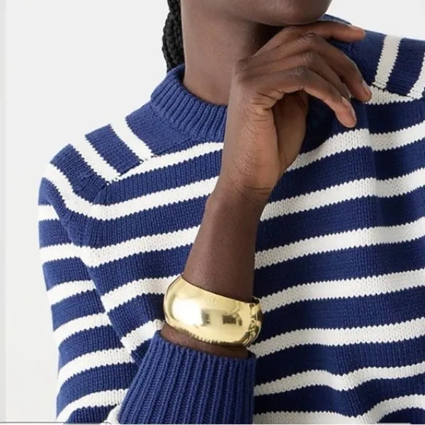NWT J.Crew Relaxed Stripe Crewneck Sweater Womens Chunky Knit Nautical Fisherman - Image 4