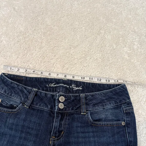 VTG Y2k 90s American Eagle Womens Low Rise Boot Cut Jeans 4L Dark Wash Preppy - Image 4