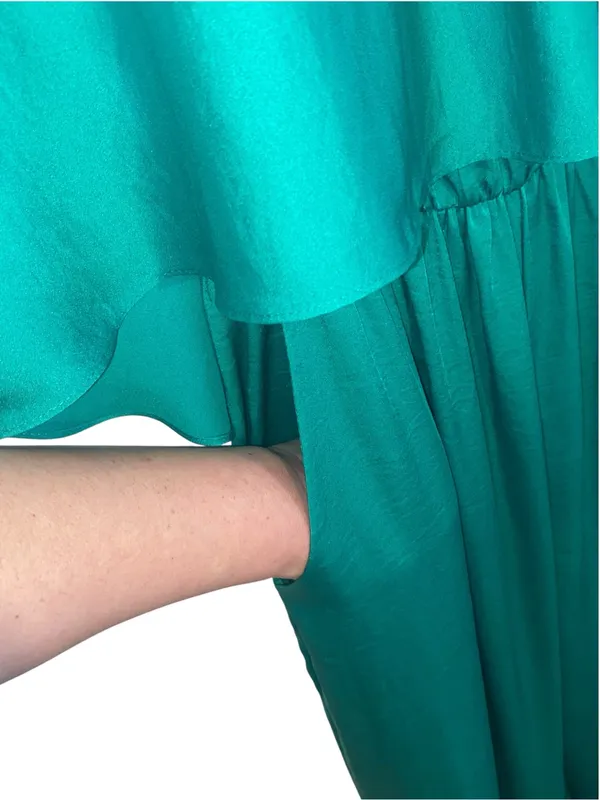 Tyche Emerald Green Strapless Wide Leg Cascade Jumpsuit Popover cocktail attire - Image 3