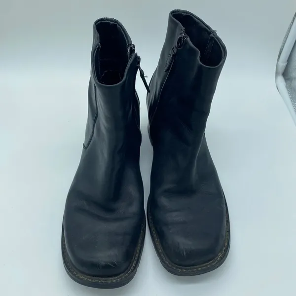 Timberland Alyse Black Leather Block Heel Ankle Boots Moto Y2K Women's size 7 - Image 6
