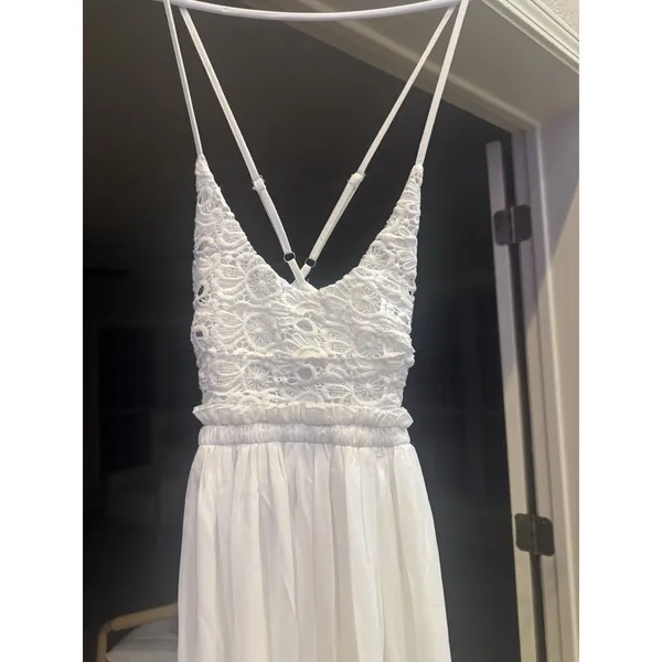 Large Ladmous Women's V Neck Lace Wedding Dress Sleeveless Bridesmaid‎ Backless - Image 2