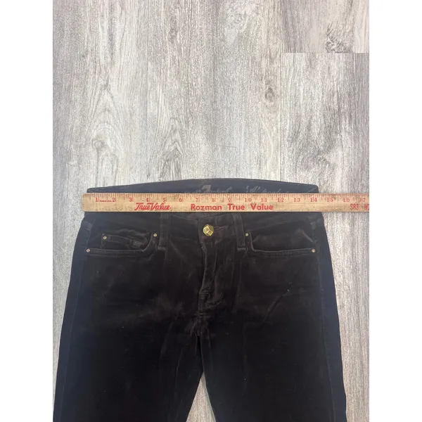 7 For All‎ Mankind A Pocket Velvet Flare Jeans Brown Low Womens Size 26 - Image 7