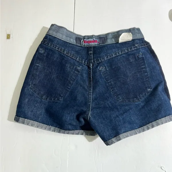 Liquid X Vintage Acid Wash Denim Shorts Red Pocket Embroidery Size 0 - Image 9
