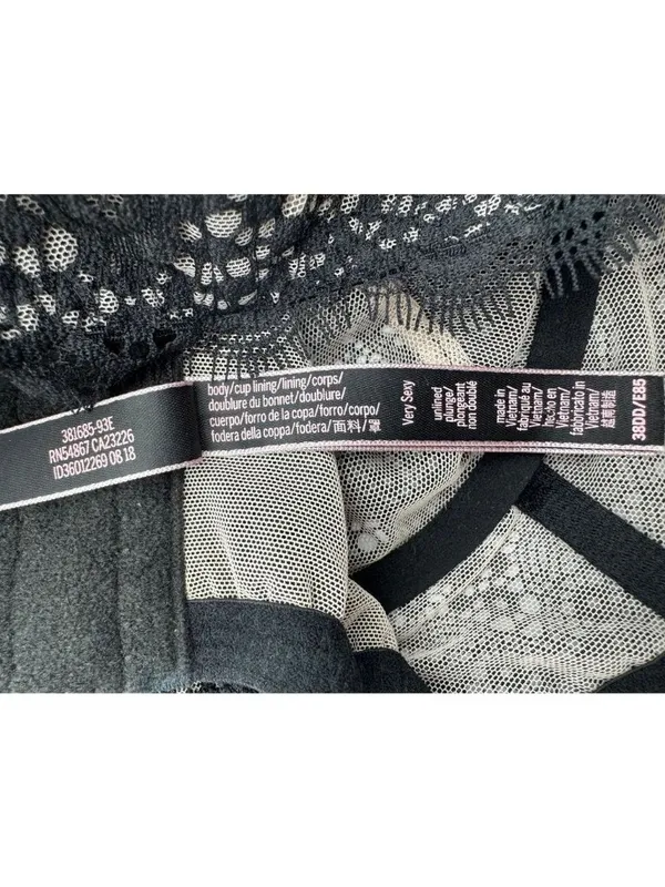 Victoria's Secret Very Sexy Unlined Plunge High Neck Bra Black Floral Lace 38DD - Image 7