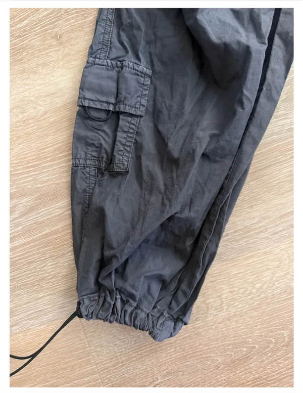 Garage Washed Black Cargo Parachute Joggers - Image 2