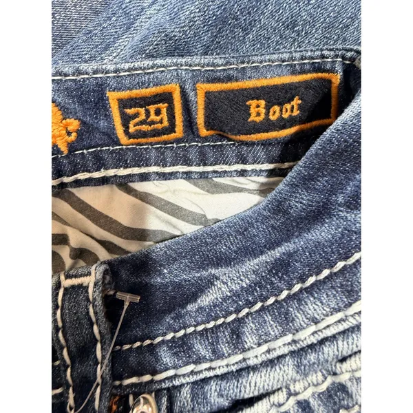Rock Revival Jeans Coe Bootcut Embellished Women's 29 Blue Denim Y2K Cotton - Image 4