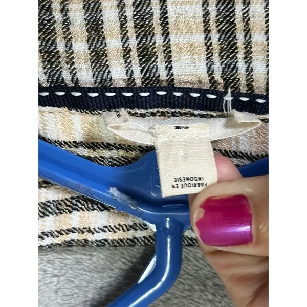 Pilcro Striped Button Front Pintuck Blouse Short Sleeve Tunic Top XXS Neutral - Image 6