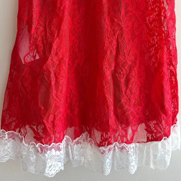 Avid Love Santa Claus Christmas Babydoll, Lace and Feather Lingerie, Medium - Image 7