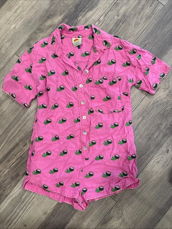 Farm Rio Cross stitch Coconut Romper size‎ medium - Image 3