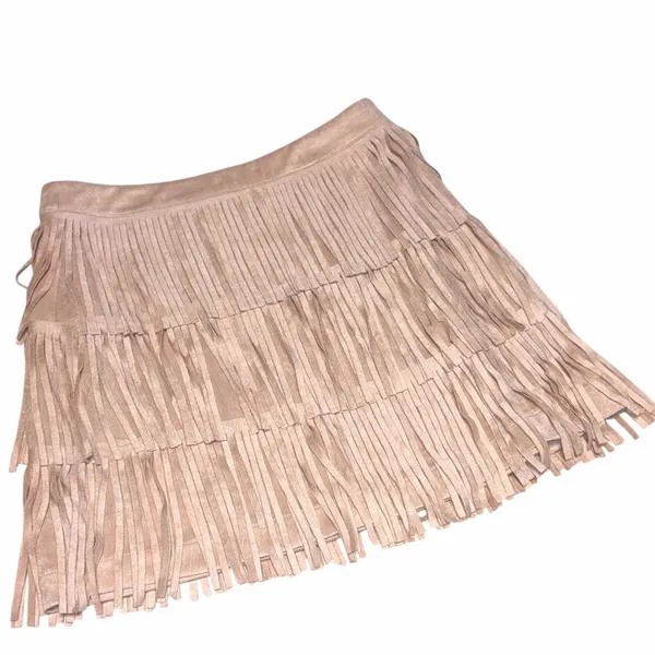 Cavender's Taupe Fringed Mini Skirt size Small New - Image 2